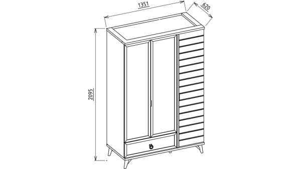 Mavenna 3 Kapaklı Gardırop