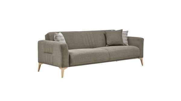 Nadia Üçlü Koltuk - Yeşil - Meşe Renk Ayak