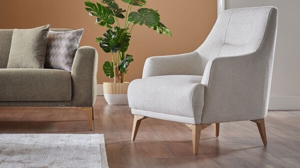 Nadia Berjer - Krem - Meşe Renk Ayak