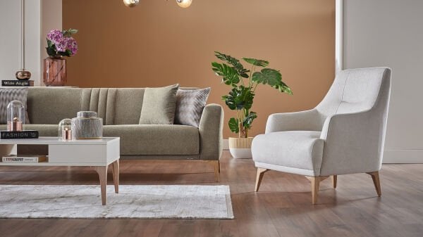 Nadia Berjer - Krem - Meşe Renk Ayak