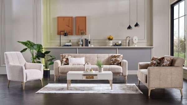 Luis Berjer - Beyaz - Meşe Renk Ayak