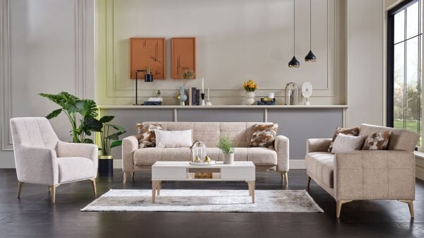 Luis Berjer - Beyaz - Meşe Renk Ayak