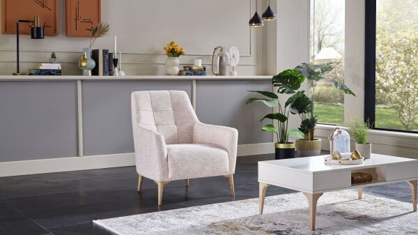 Luis Berjer - Beyaz - Meşe Renk Ayak