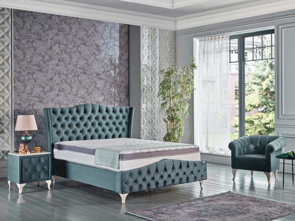 Estonya Baza Beyaz Renk Ayak 150X200 - Yeşil