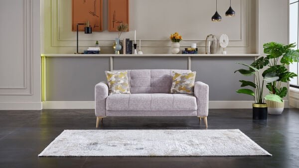 Luis İkili Koltuk - Gri - Meşe Renk Ayak