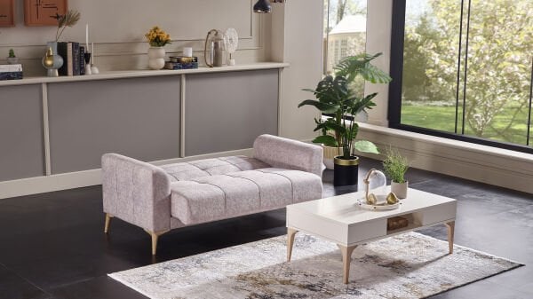 Luis İkili Koltuk - Gri - Meşe Renk Ayak