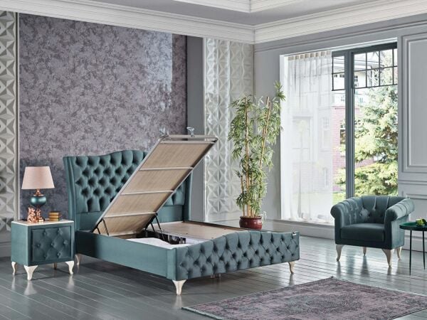 Estonya Baza Beyaz Renk Ayak 180X200 - Yeşil