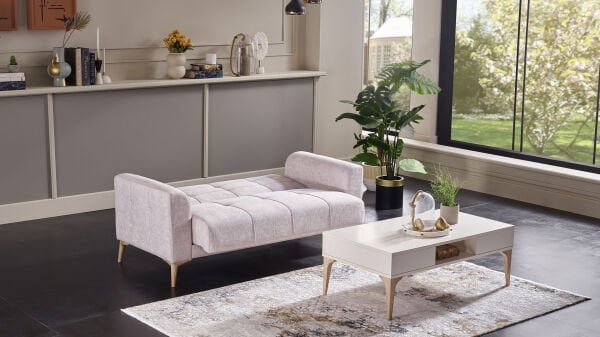 Luis İkili Koltuk - Taş Gri - Meşe Renk Ayak