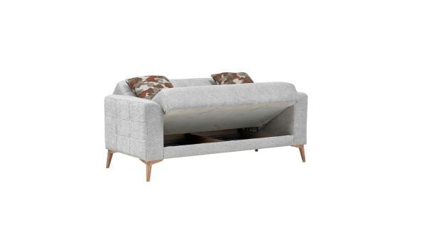 Luis İkili Koltuk - Taş Gri - Meşe Renk Ayak