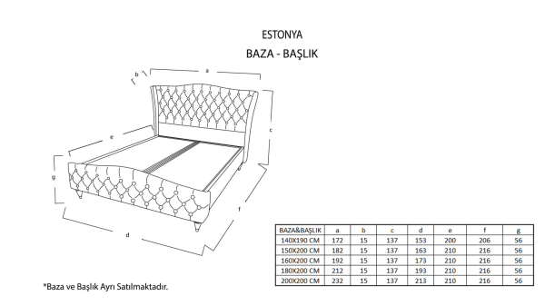 Estonya Baza Beyaz Renk Ayak 200X200 - Yeşil
