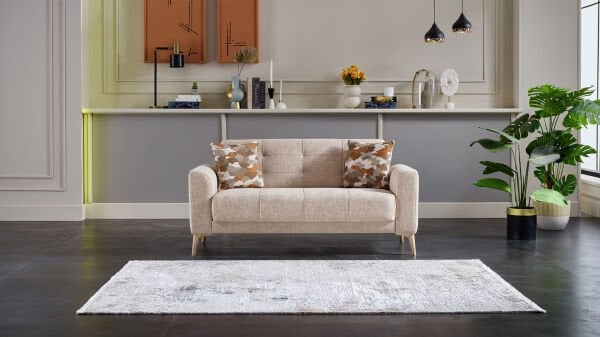 Luis İkili Koltuk - Vizon - Meşe Renk Ayak