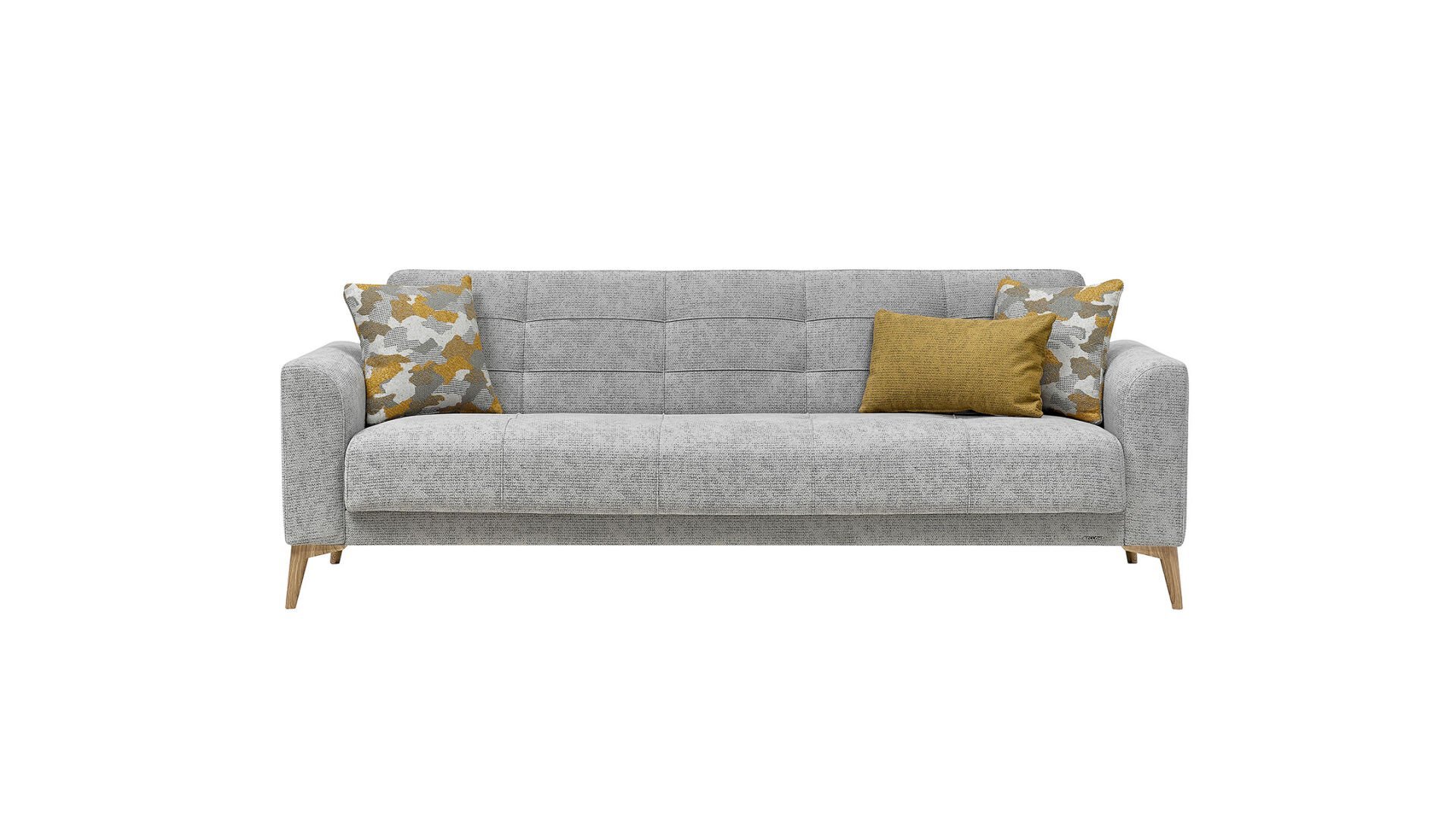 Luis Üçlü Koltuk - Gri - Meşe Renk Ayak