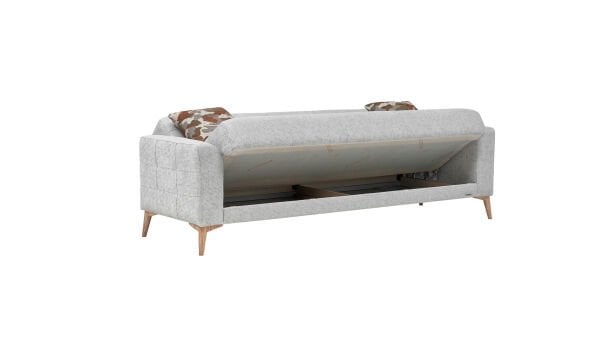 Luis Üçlü Koltuk - Taş Gri - Meşe Renk Ayak