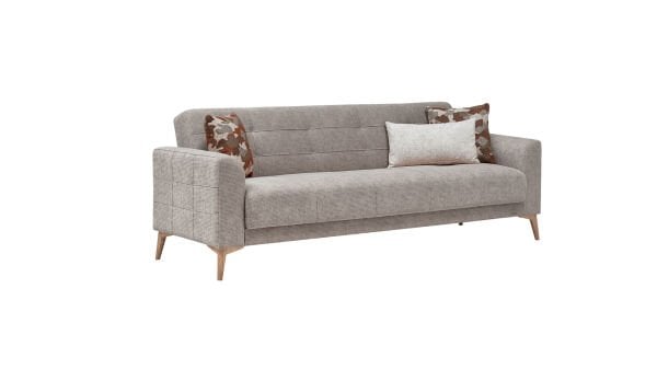 Luis Üçlü Koltuk - Vizon - Meşe Renk Ayak