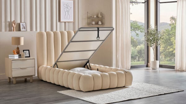 Bio Natura Başlıklı Karyola Seti - Bej 100X200