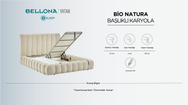 Bio Natura Başlıklı Karyola Seti - Bej 120X200