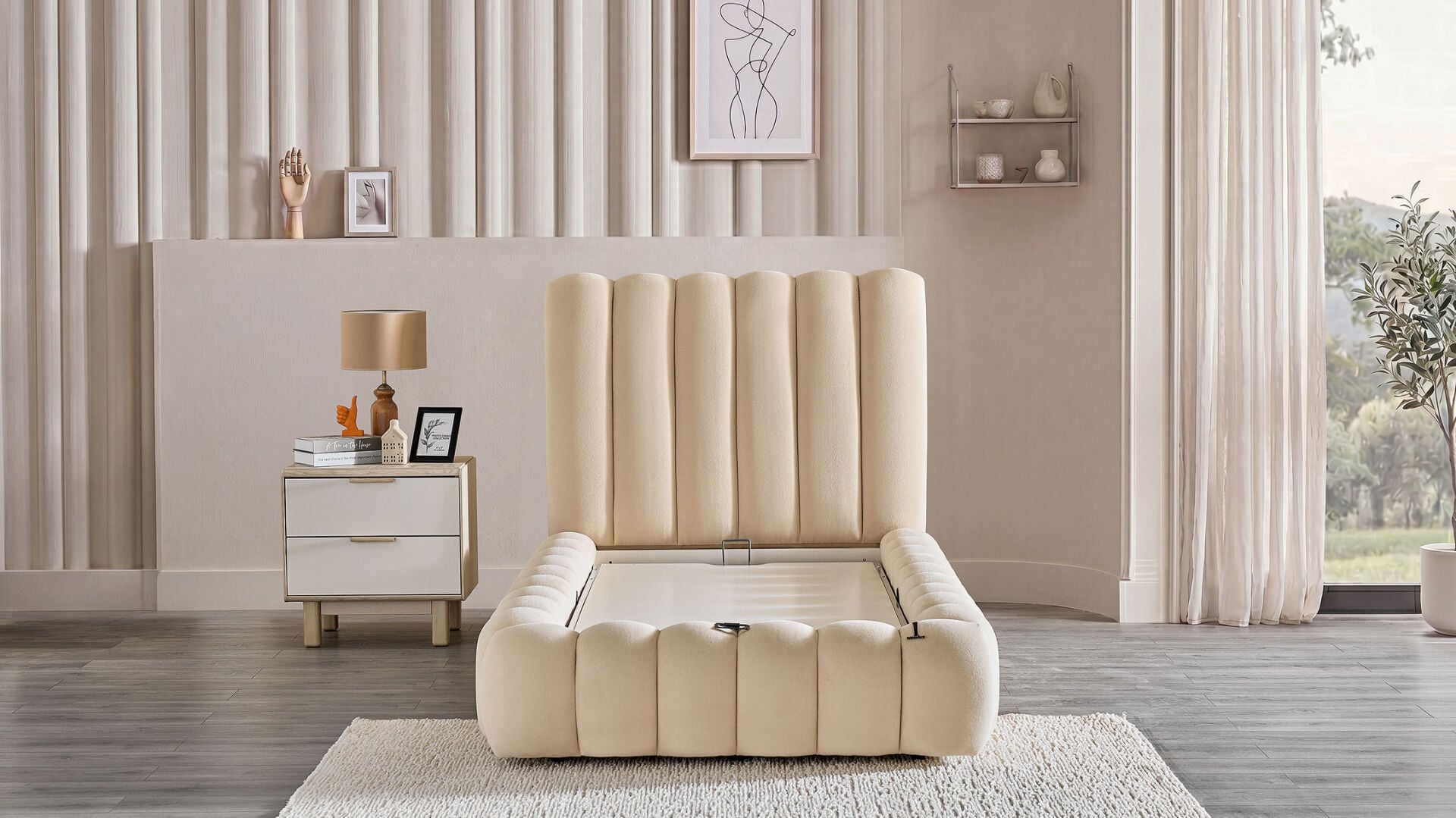 Bio Natura Başlıklı Karyola Seti - Bej 120X200
