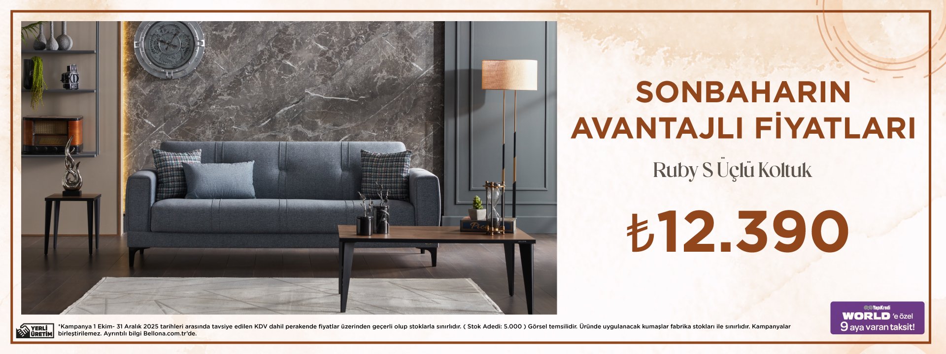 Ruby S Üçlü Koltuk