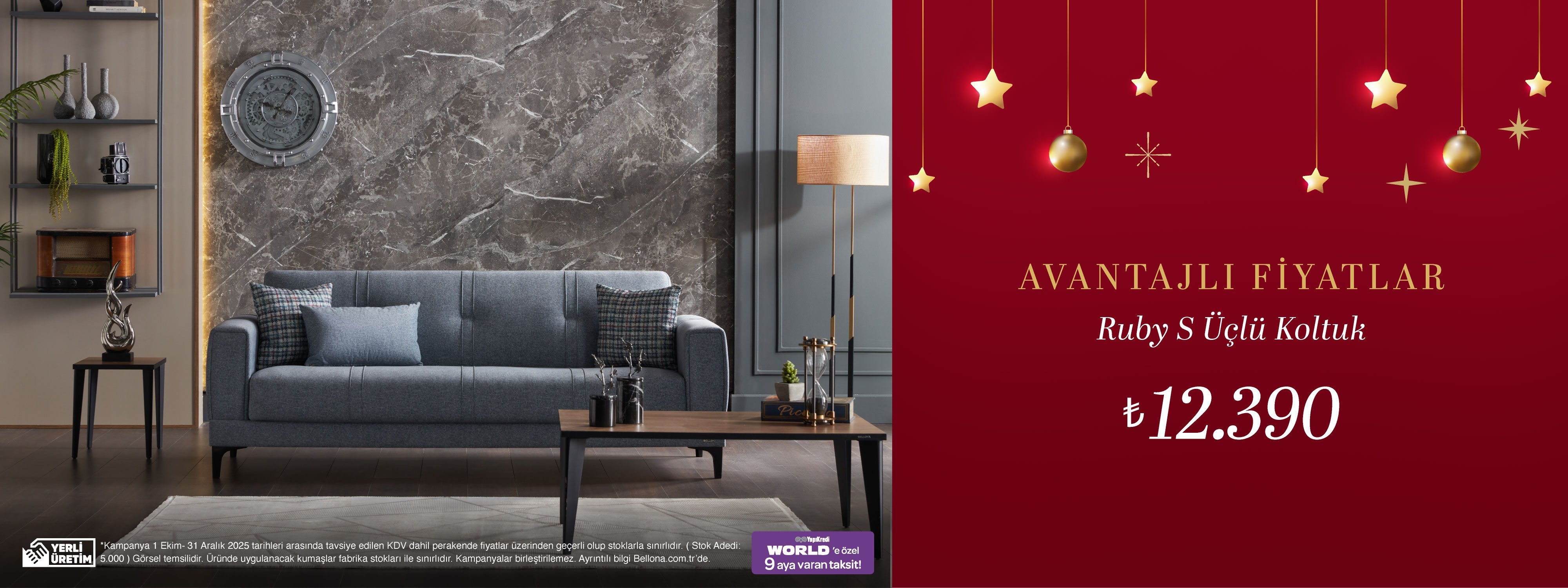 Ruby S Üçlü Koltuk